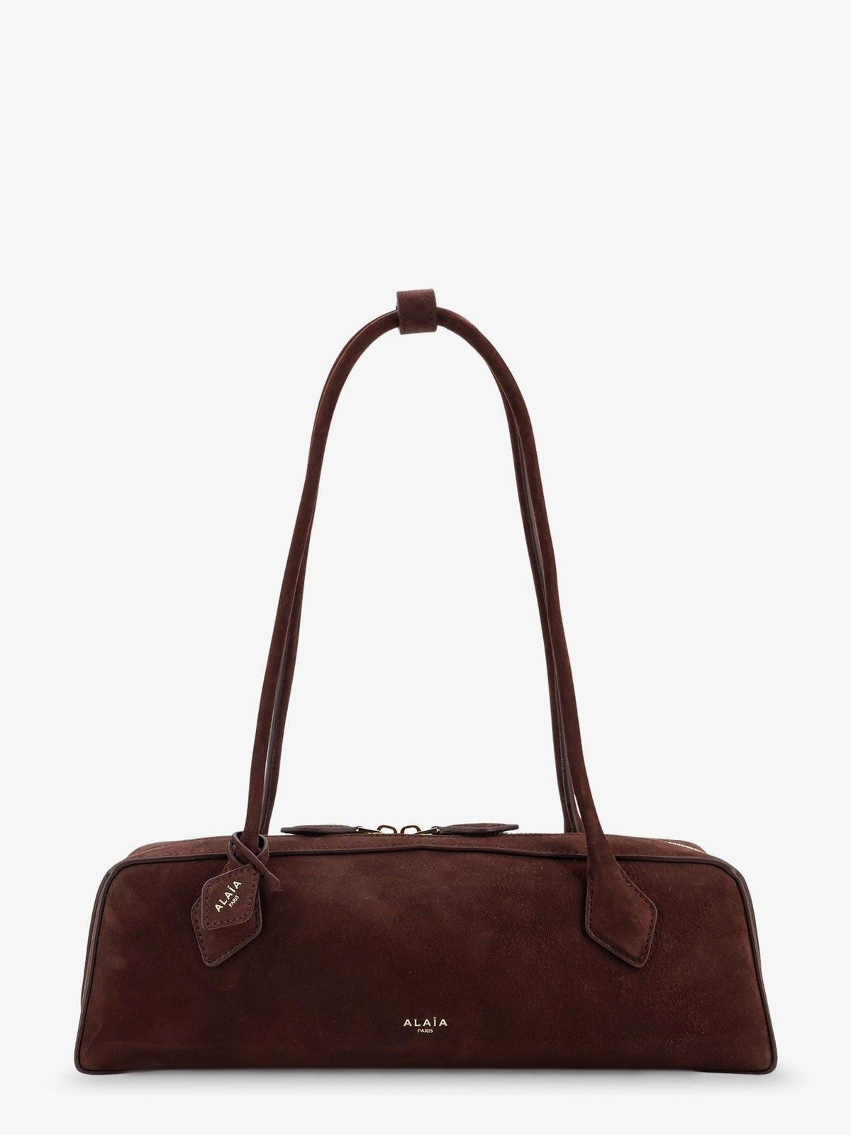 Alaïa Teckel Medium suede shoulder bag - Brunor