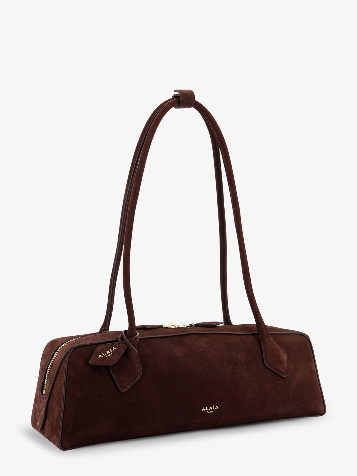 Alaïa Teckel Medium suede shoulder bag - Brunor