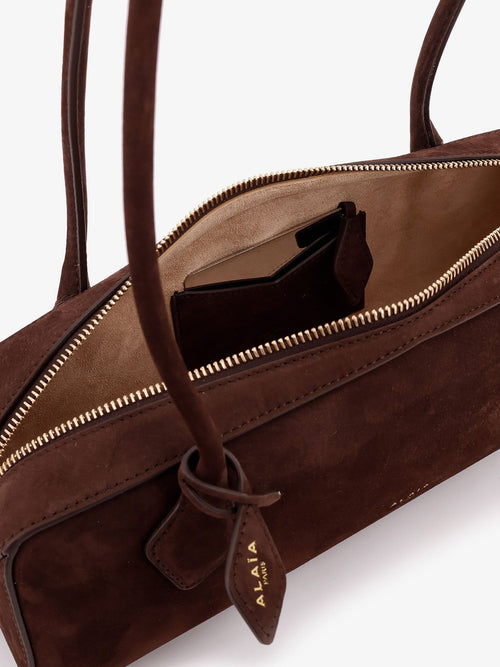 Alaïa Teckel Medium suede shoulder bag - Brunor