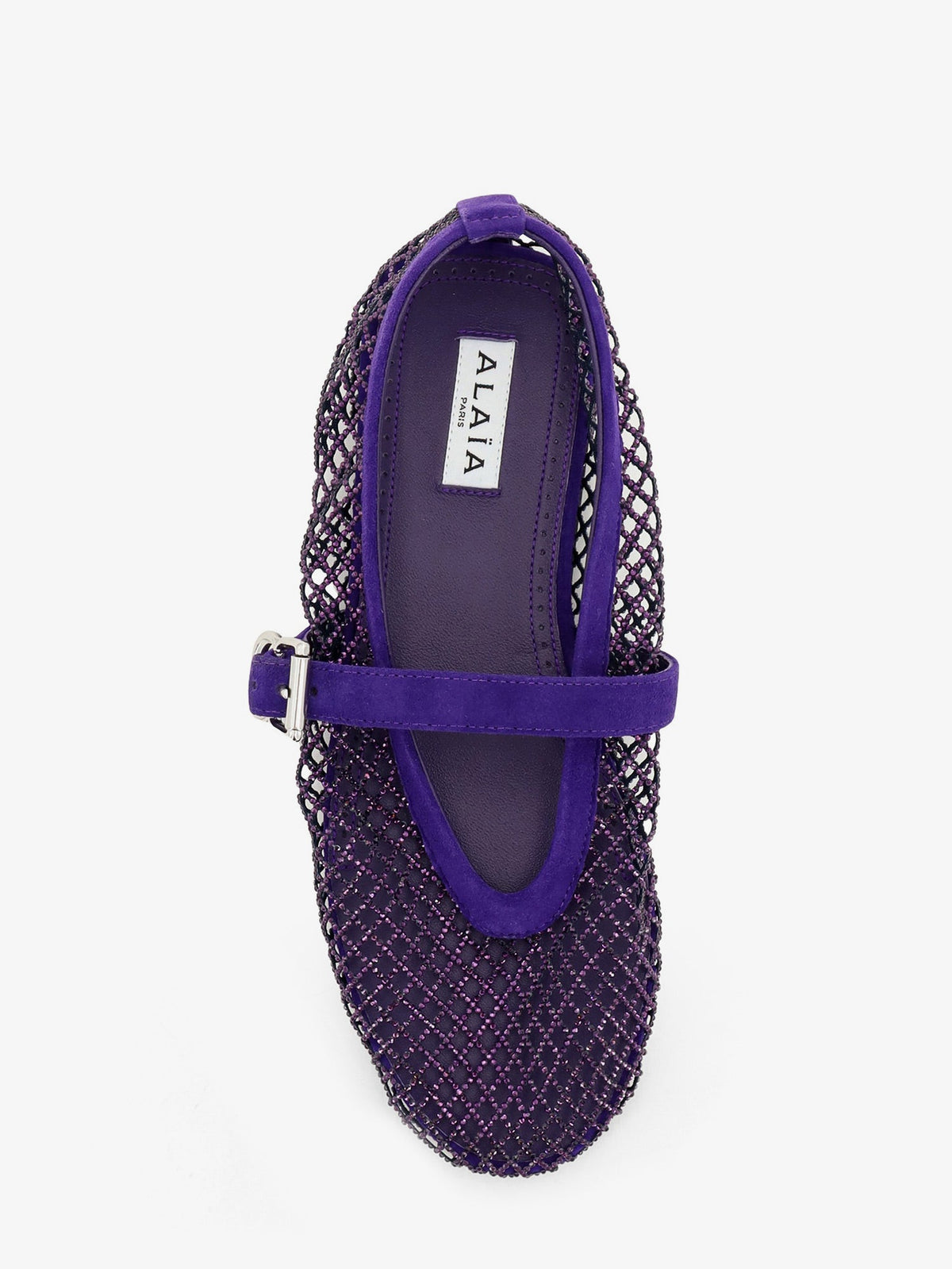 Alaïa Ballerine Flat mesh ballerinas with rhinestone detail - Iris