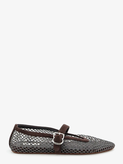 ALAÏA - Flat mesh ballet flats with rhinestone detail