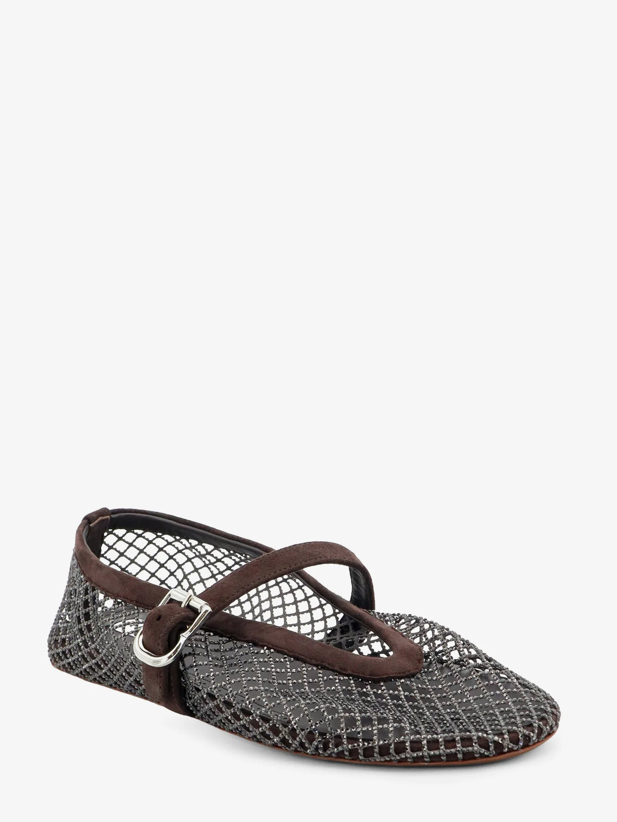 ALAÏA - Flat mesh ballet flats with rhinestone detail