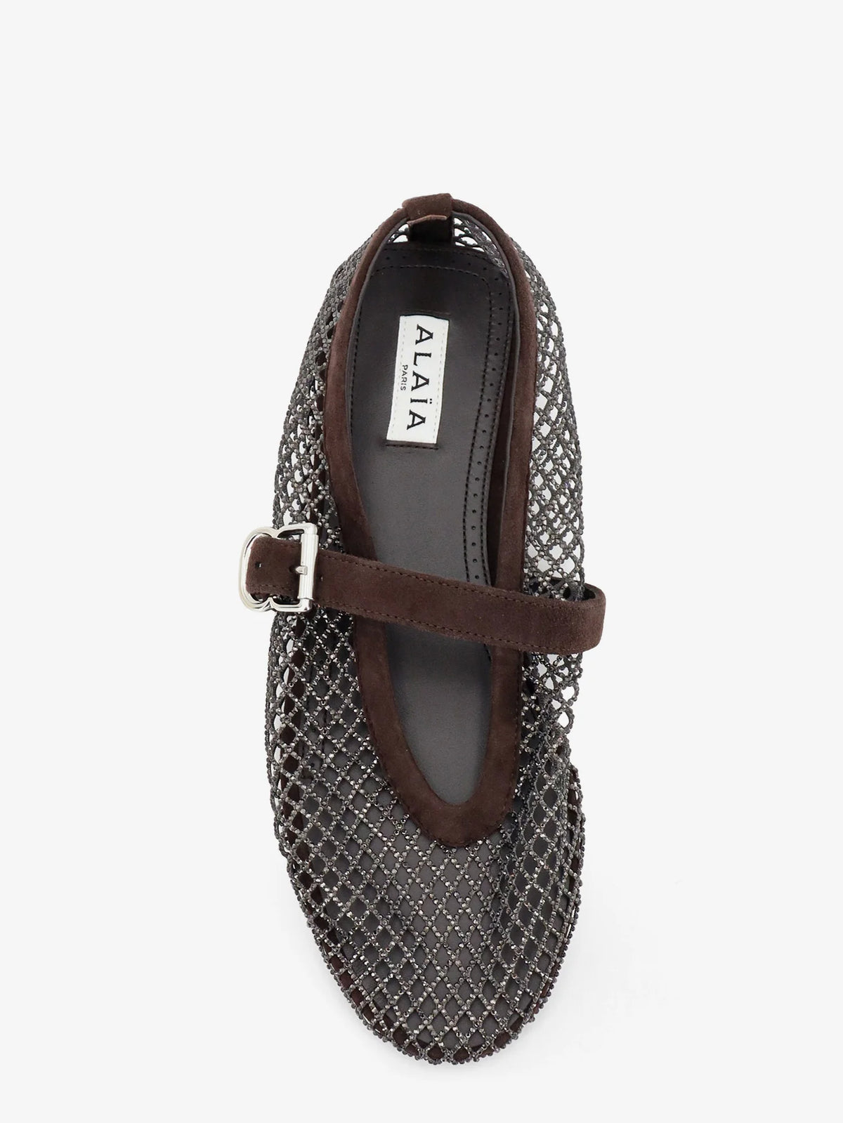 ALAÏA - Flat mesh ballet flats with rhinestone detail