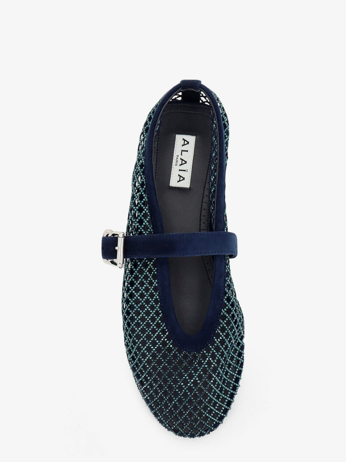 Alaïa Le Ballerine Flats mesh balerinas with rhinestone detail - Bleu Nuit