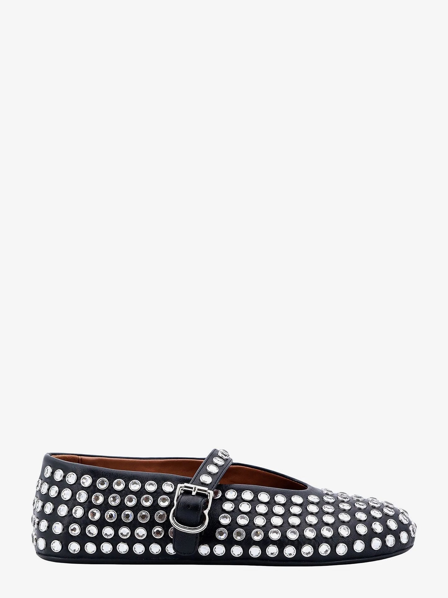 ALAÏA - Leather ballet flats with rhinestones