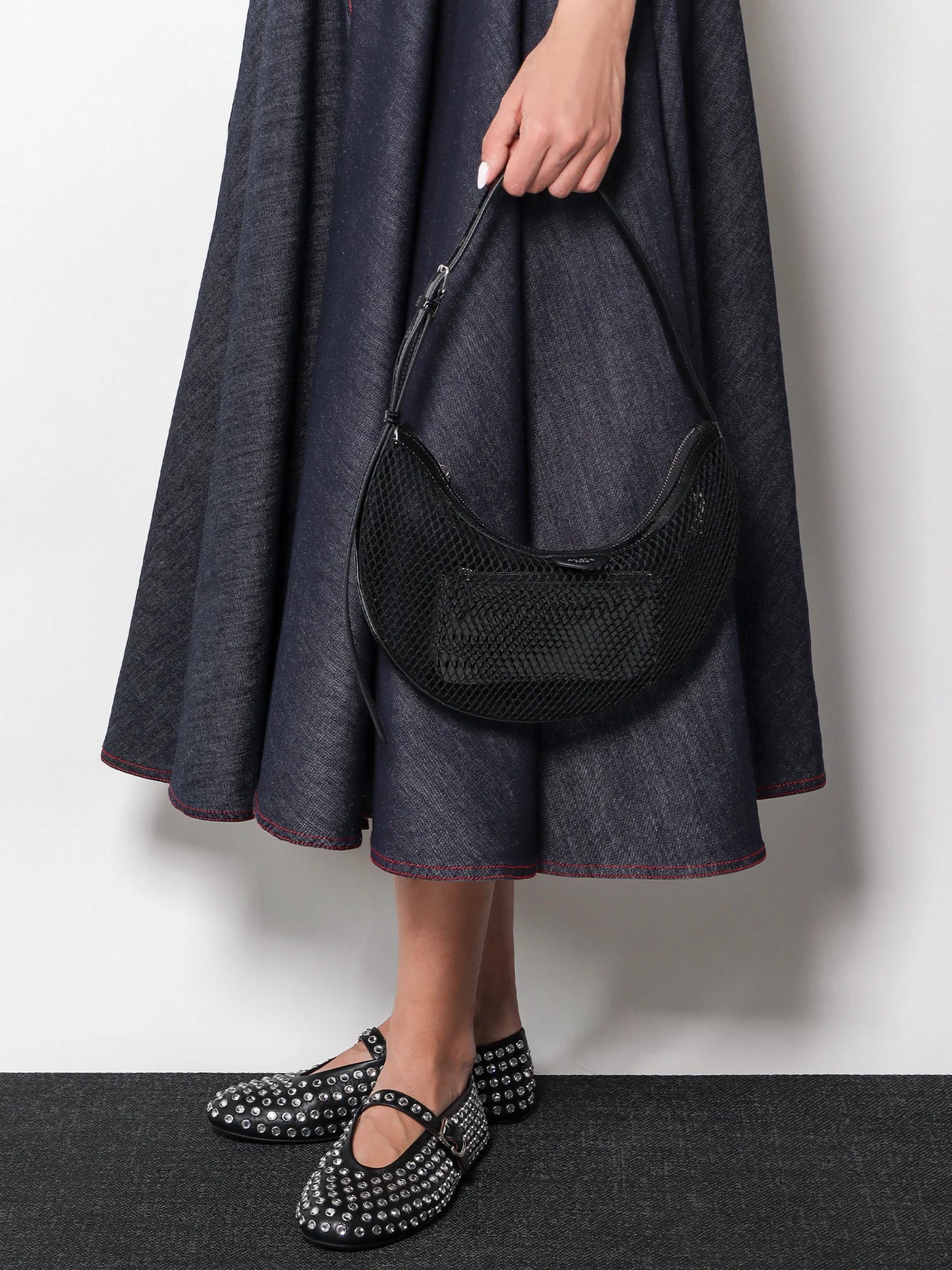 ALAÏA - Leather ballet flats with rhinestones