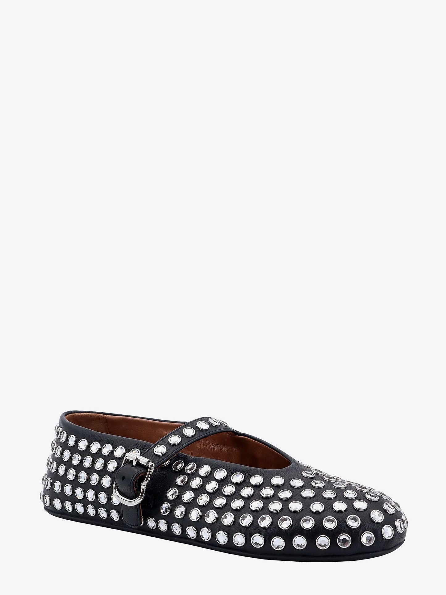 ALAÏA - Leather ballet flats with rhinestones