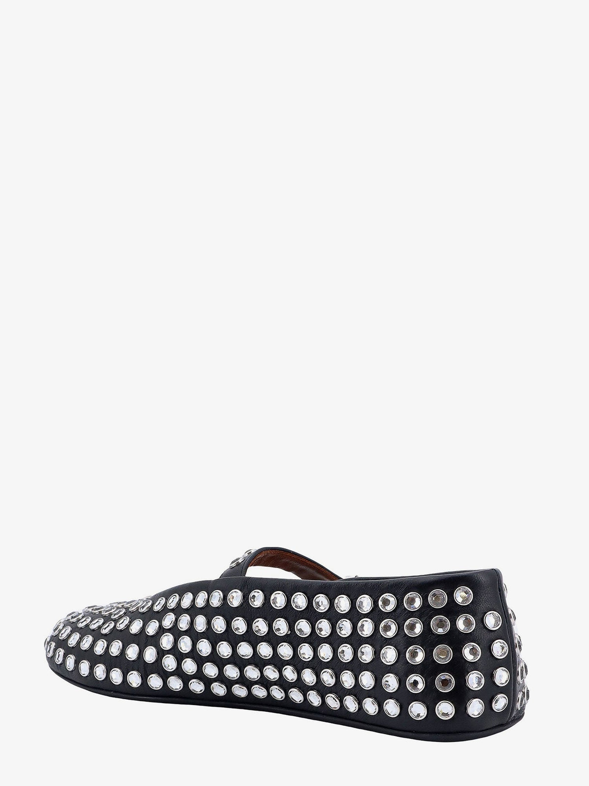 Alaia Leather ballet flats with rhinestones - Noir