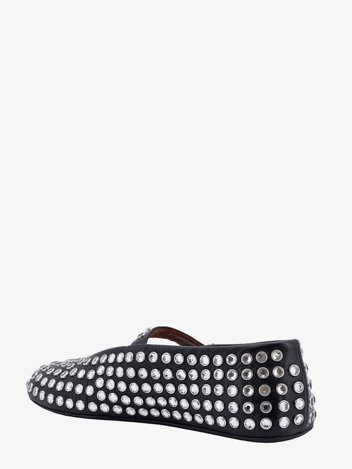 Alaia Leather ballet flats with rhinestones - Noir