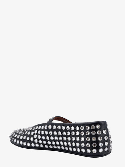 ALAÏA - Leather ballet flats with rhinestones