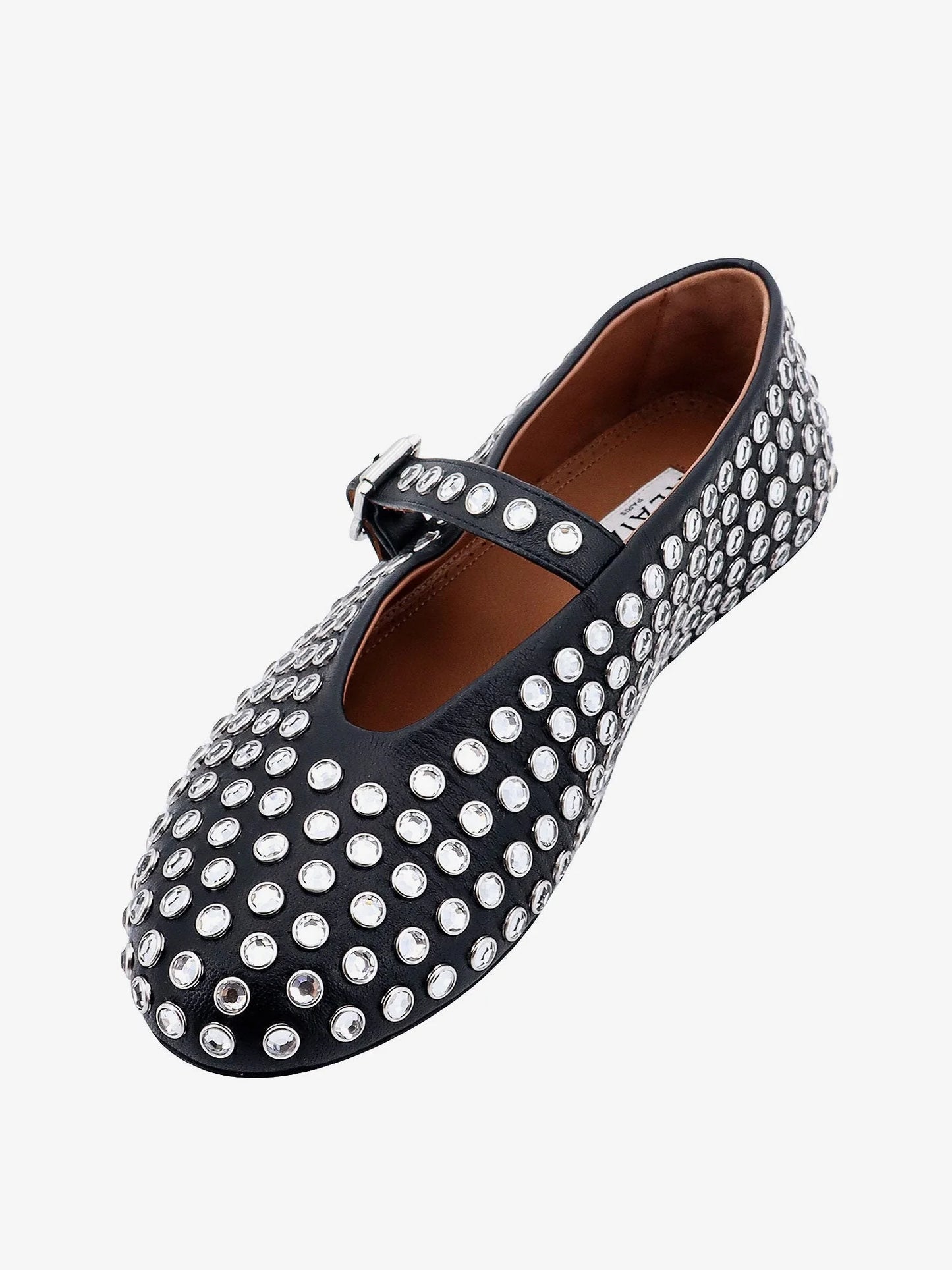 ALAÏA - Leather ballet flats with rhinestones