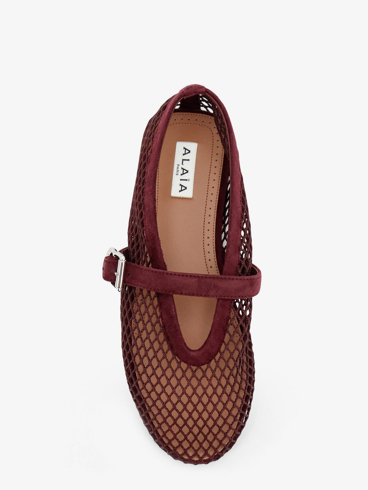 Alaia Mesh Ballet Flats - Rouge Grenat