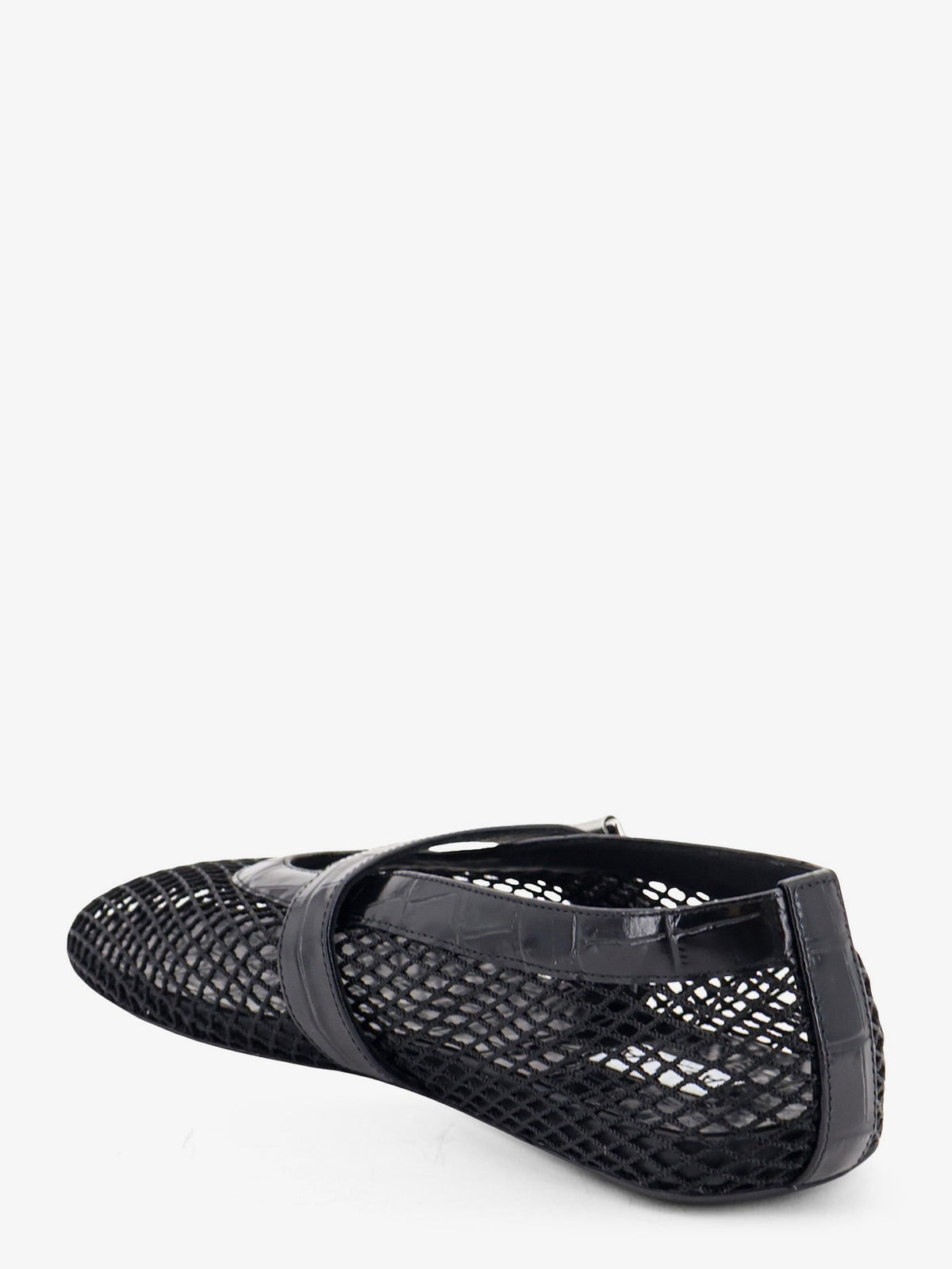 Alaia Flat leather ballerinas with crocodile effect - Noir