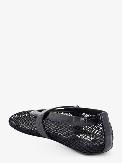 Alaia Flat leather ballerinas with crocodile effect - Noir