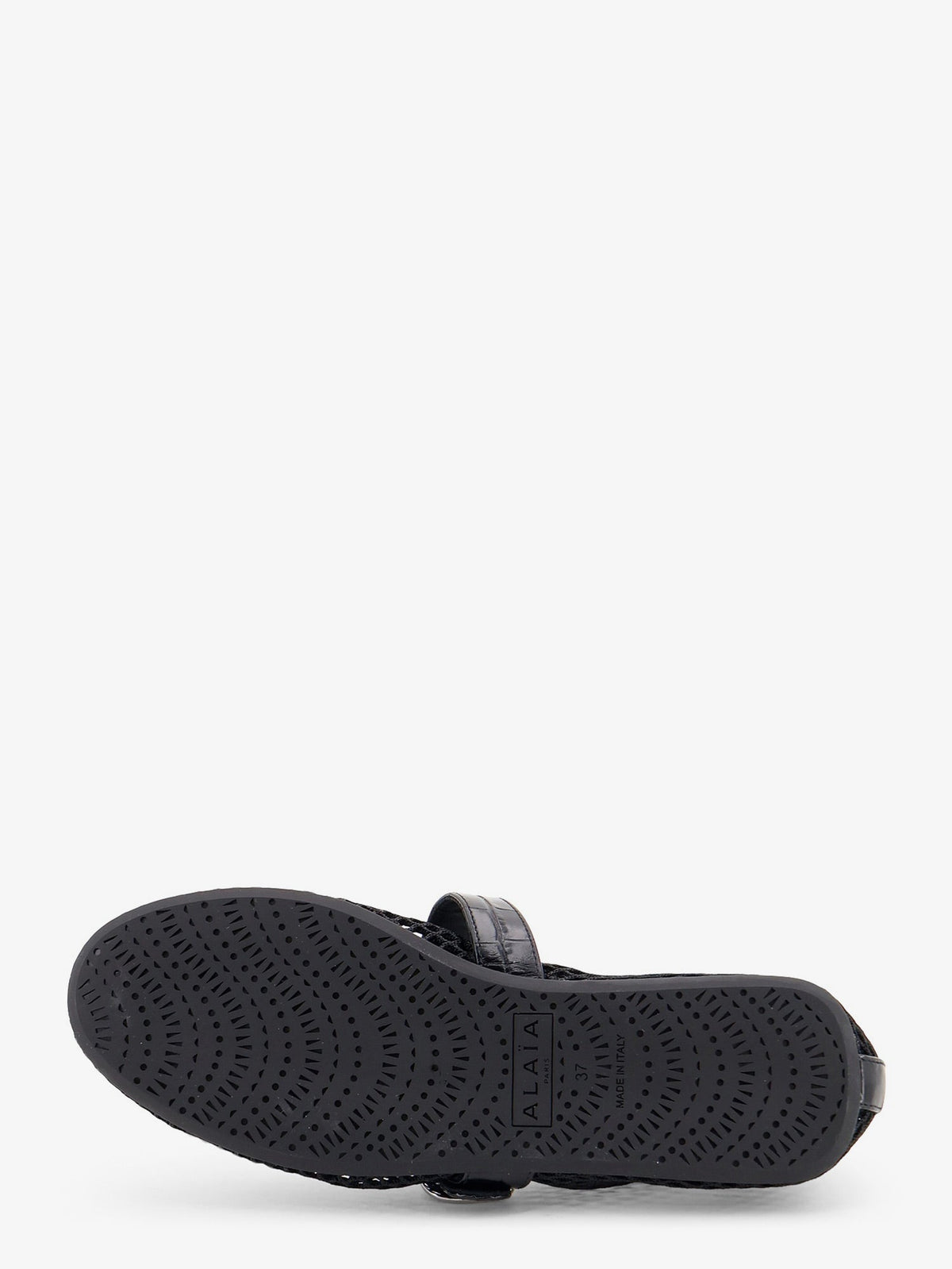 Alaia Flat leather ballerinas with crocodile effect - Noir