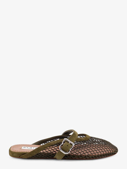 ALAÏA - Fishnet mesh and leather sandals