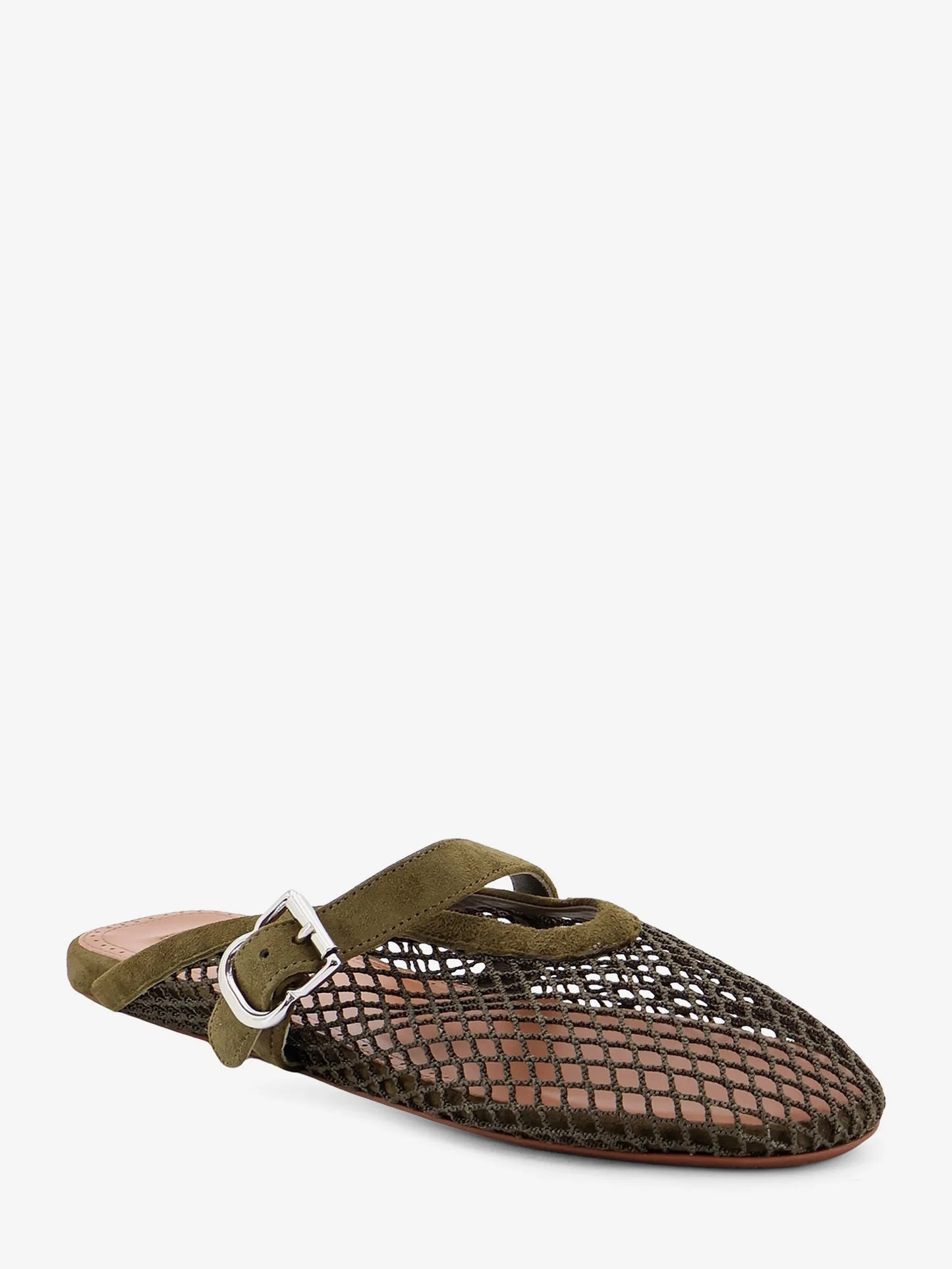ALAÏA - Fishnet mesh and leather sandals