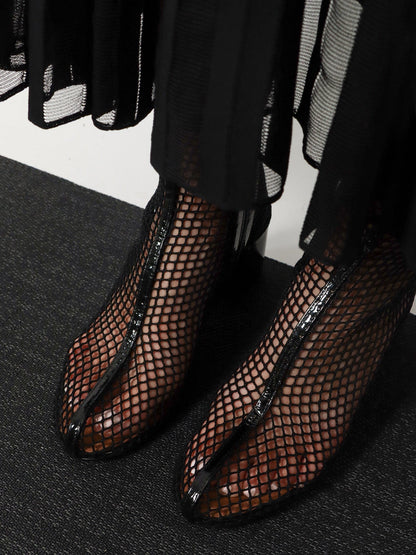 Alaia 55 mesh and patent leather boots - Noir