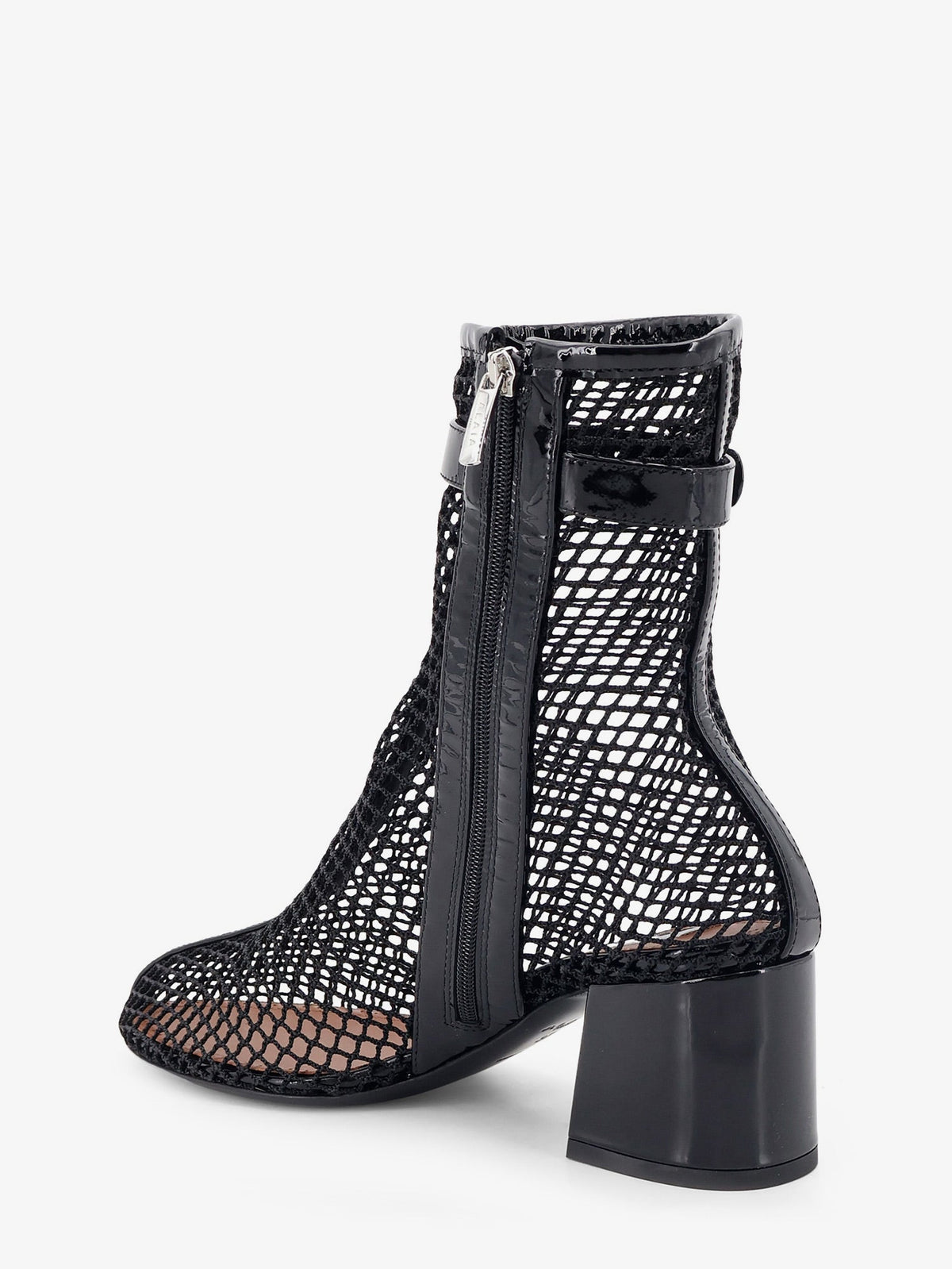 Alaia 55 mesh and patent leather boots - Noir