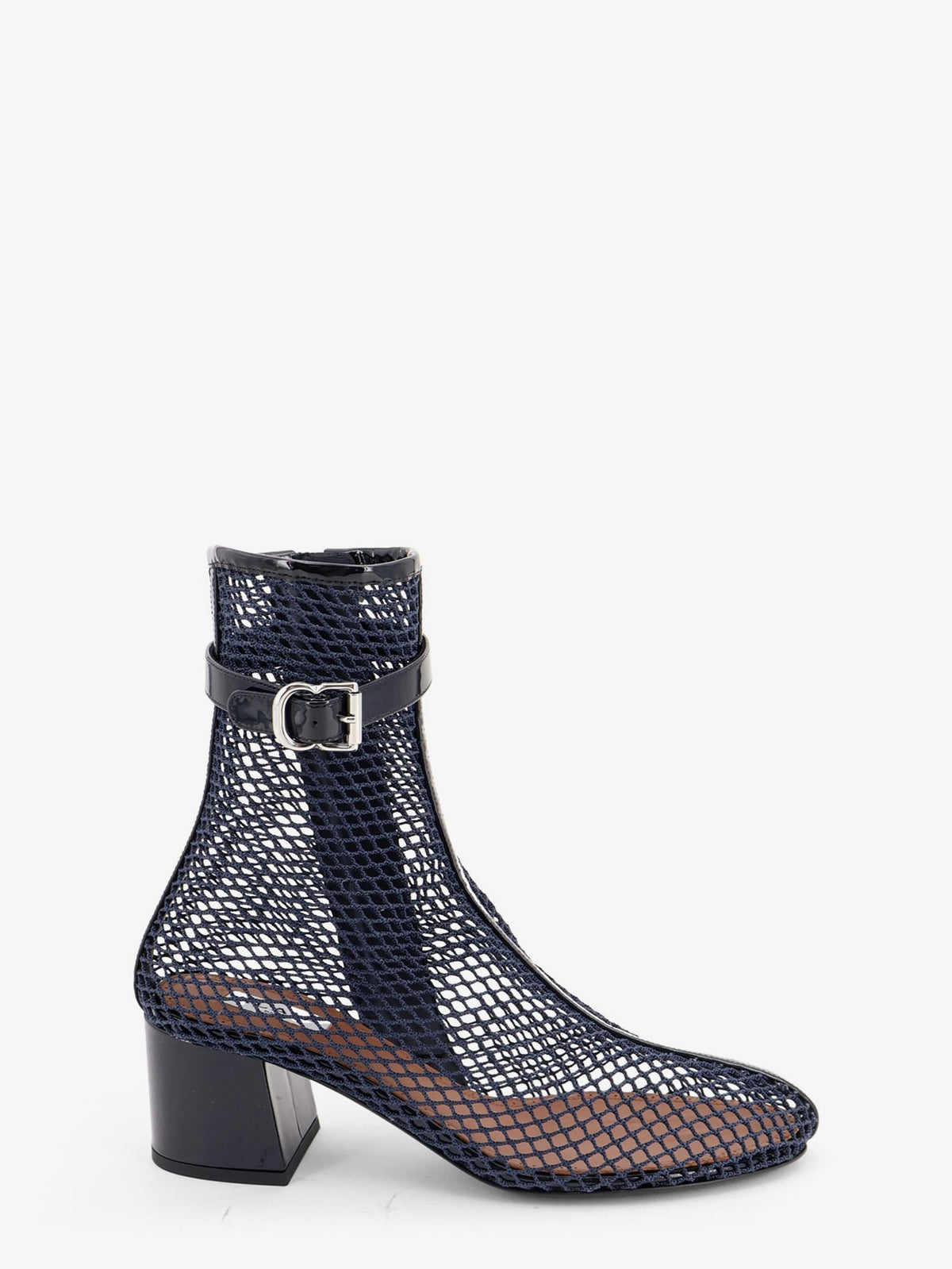 Alaia Fishnet 55 mesh and patent leather boots - Bleunuit