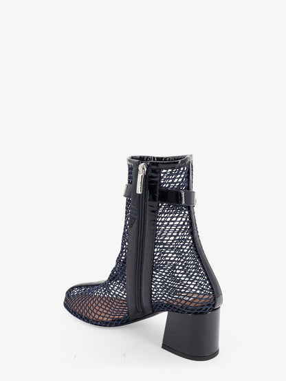 Alaia Fishnet 55 mesh and patent leather boots - Bleunuit