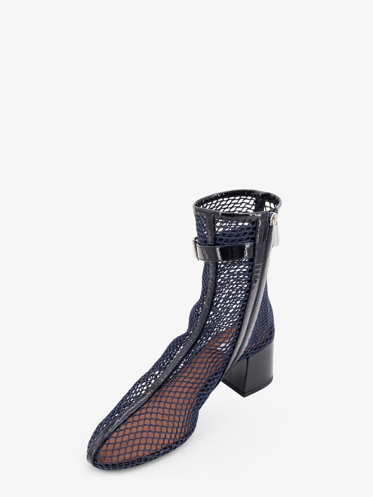 Alaia Fishnet 55 mesh and patent leather boots - Bleunuit
