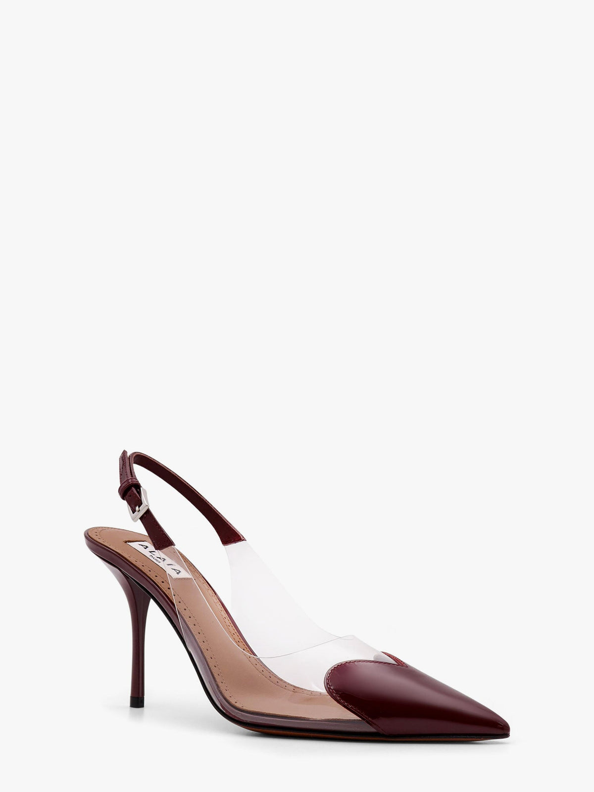 Alaia Slingbacks 90 leather and PVC pumps - Rouge Grenat