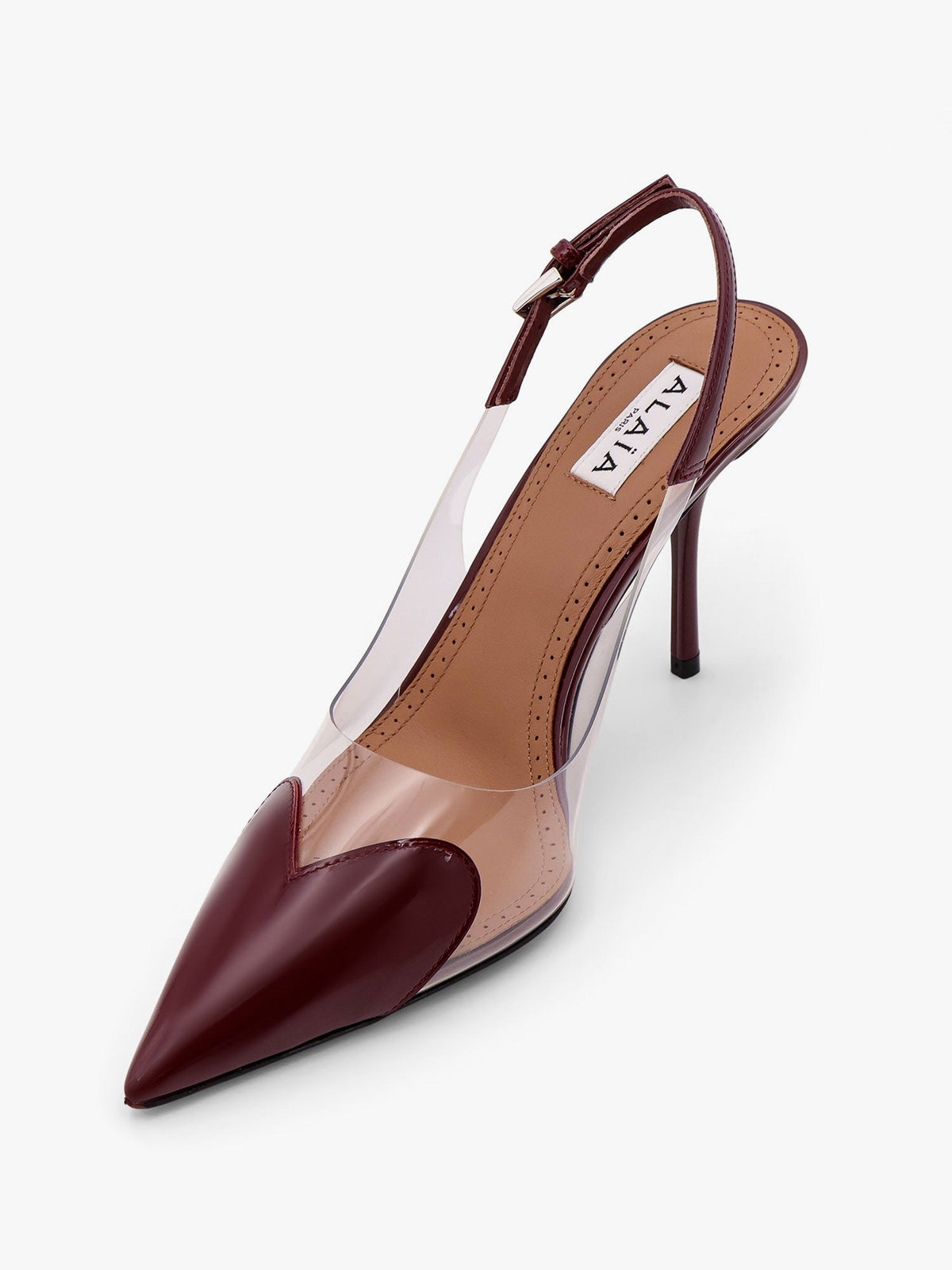 Alaia Slingbacks 90 leather and PVC pumps - Rouge Grenat