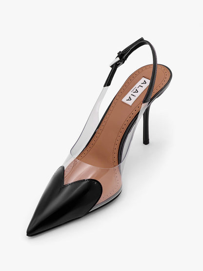 Alaia Le Coeur Slingback PVC and leather pumps - Noir