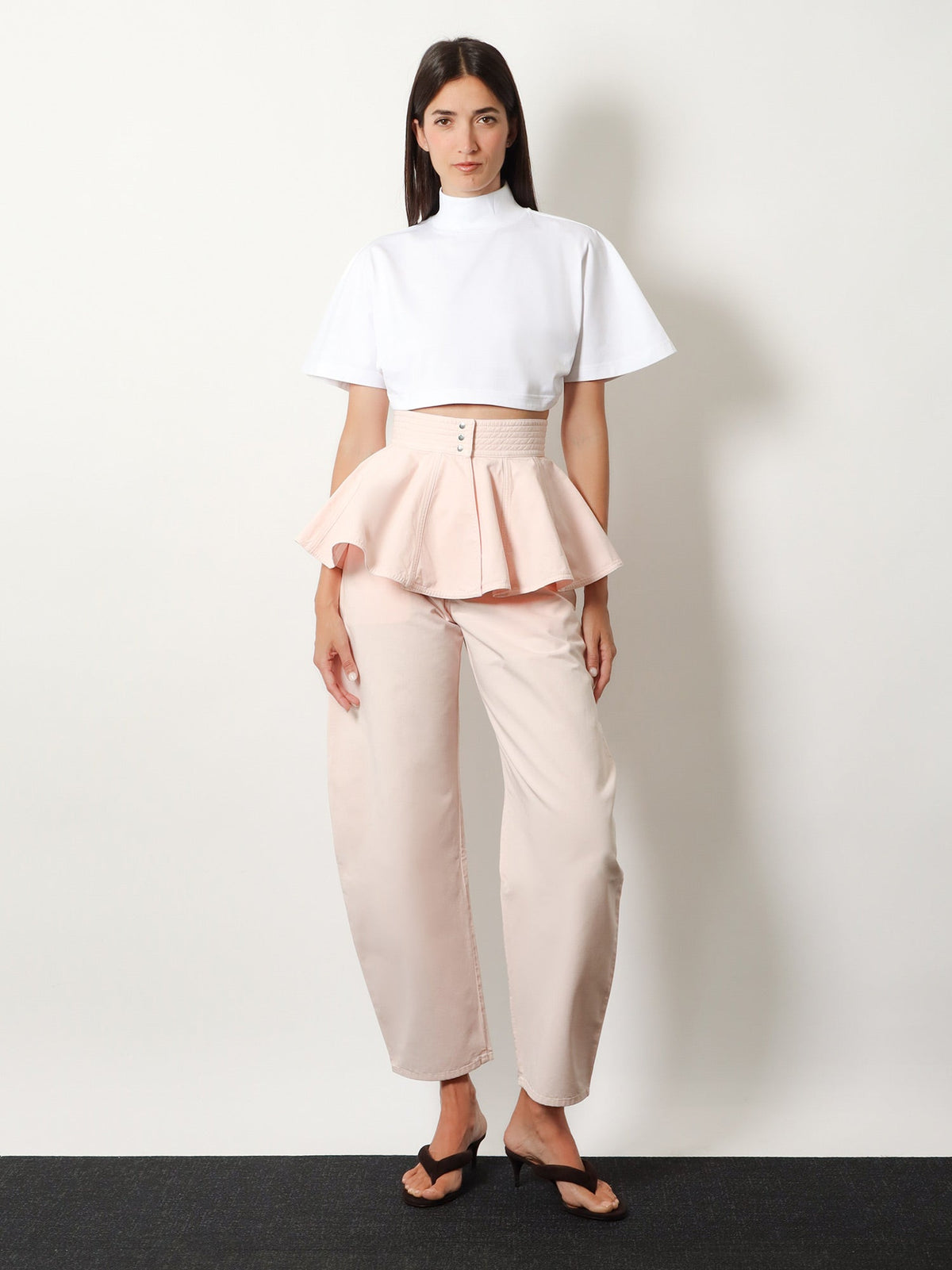 Alaia Peplum cotton belt - Rose Pale