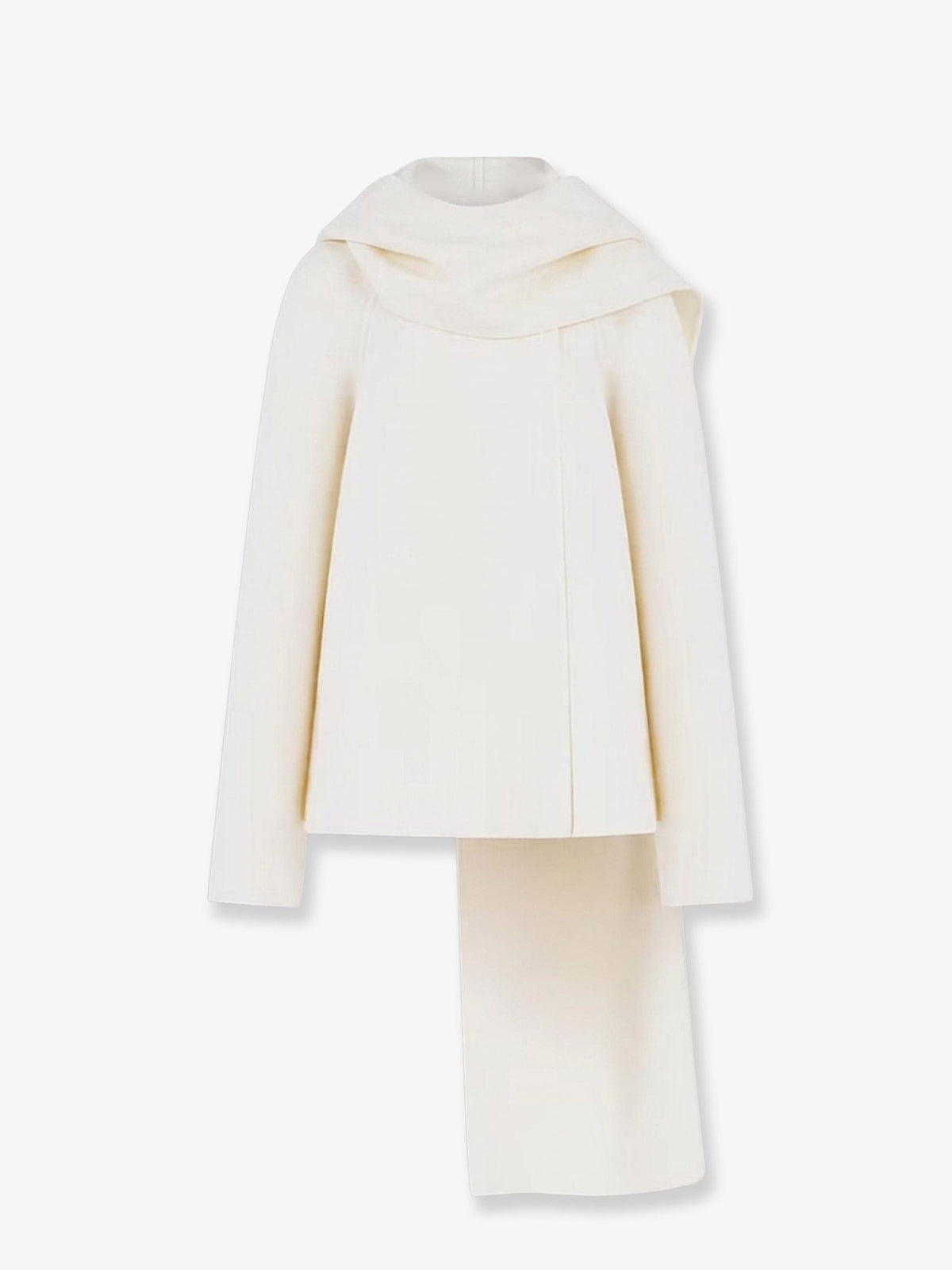 Alaia Scarf Boiled Wool Coat - Naturel