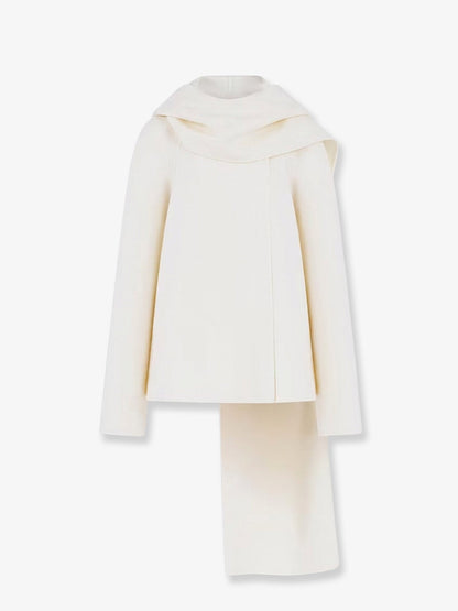 Alaia Scarf Boiled Wool Coat - Naturel