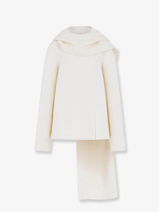 Alaia Scarf Boiled Wool Coat - Naturel