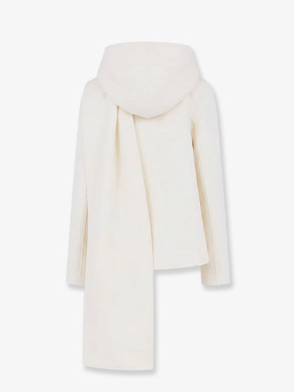 Alaia Scarf Boiled Wool Coat - Naturel
