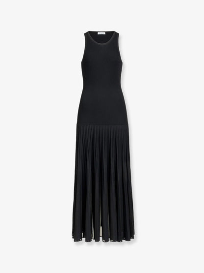ALAÏA - Long pleated viscose blend dress