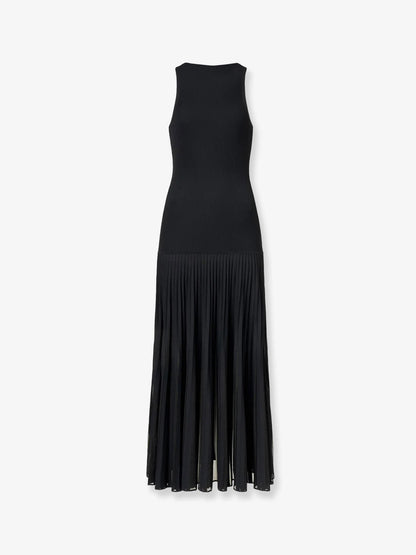 ALAÏA - Long pleated viscose blend dress
