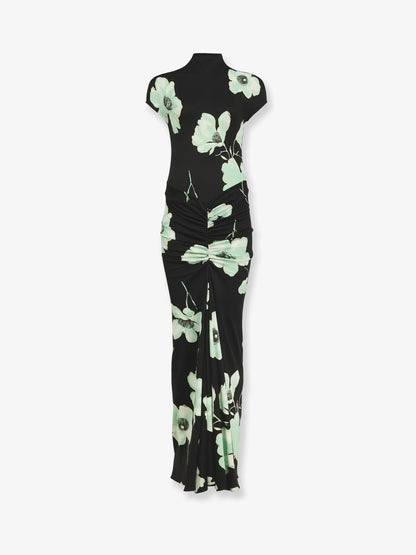 ALAÏA - Viscose dress with Sakura print