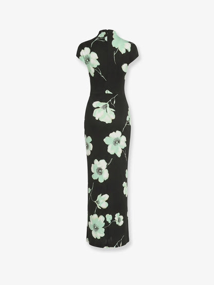 ALAÏA - Viscose dress with Sakura print