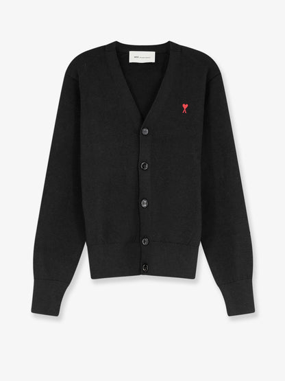 Ami Paris Wool cardigan with Logo embroidery - Noirrouge