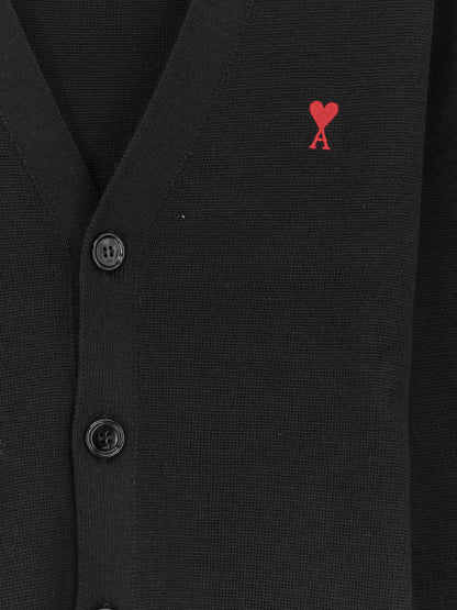 Ami Paris Wool cardigan with Logo embroidery - Noirrouge