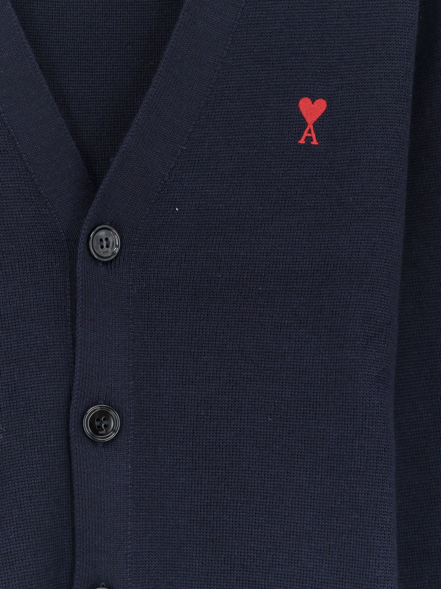 AMI PARIS - Wool cardigan with iconic embroidery