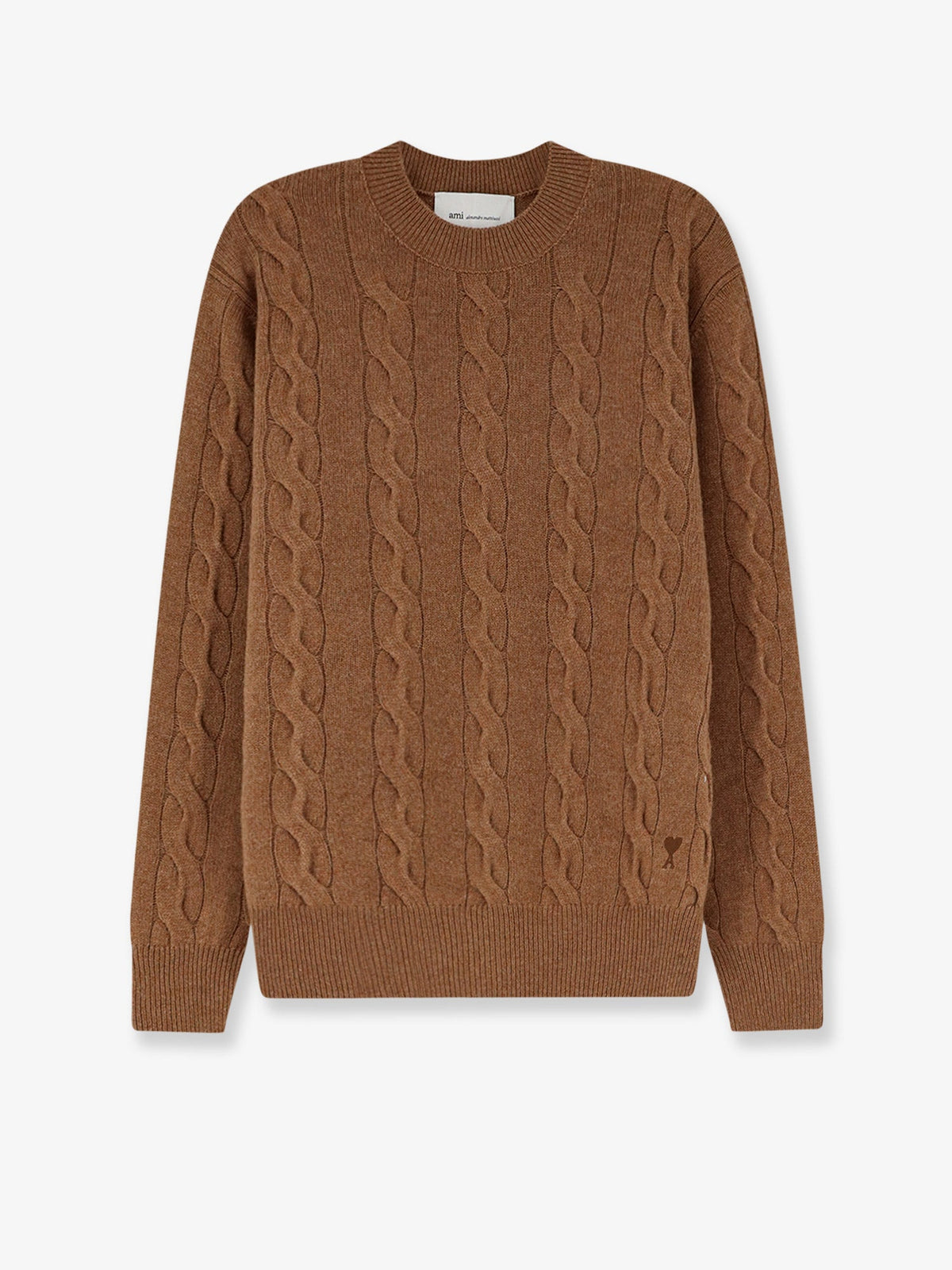 Ami Paris Braided knit wool sweater - Camel
