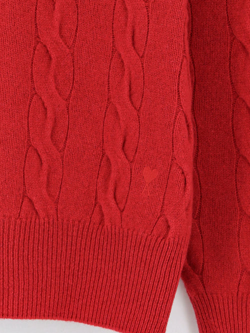 Ami Paris Wool sweater with cable knit - Rougerubis
