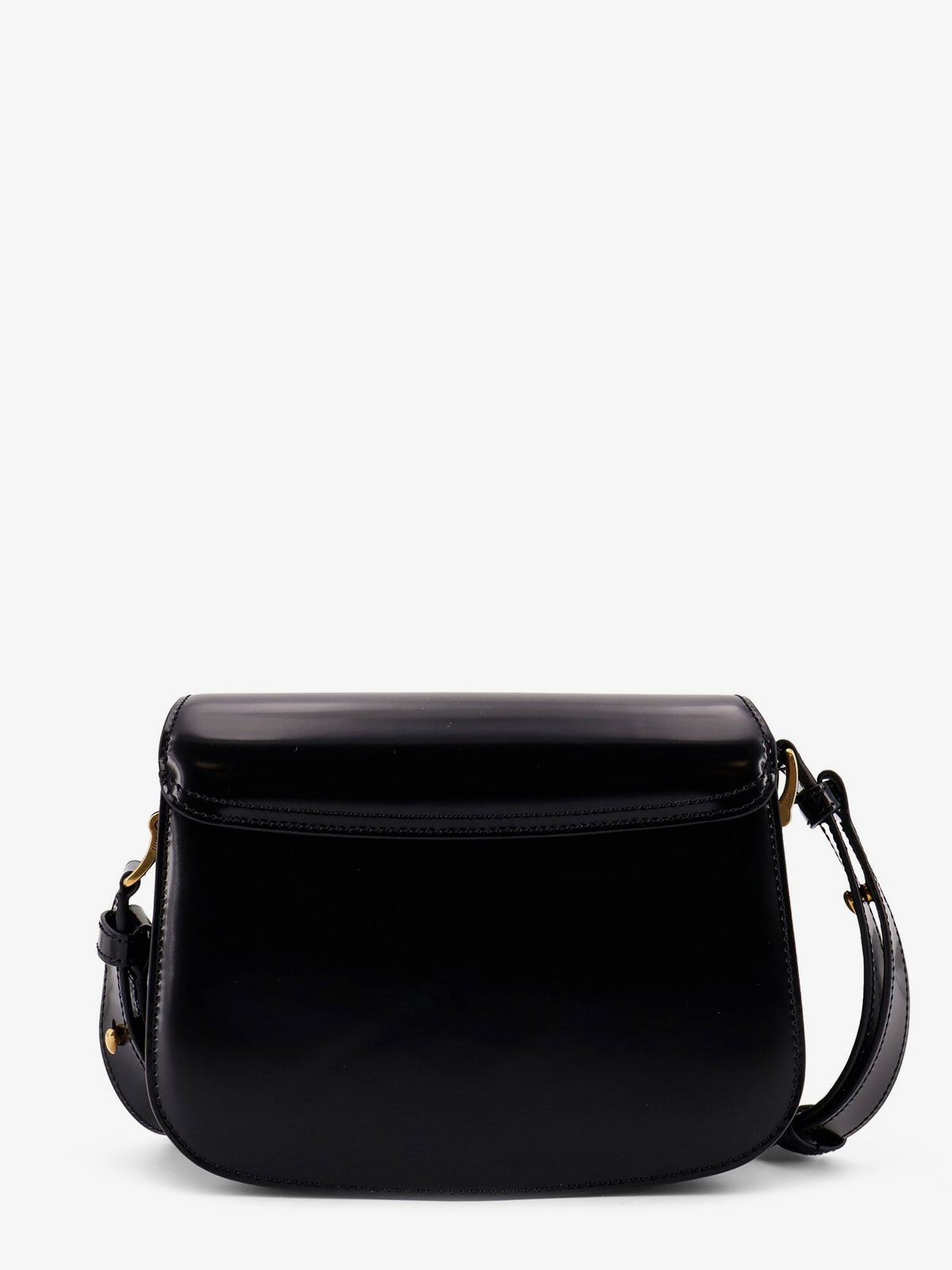 Ami Paris Leather shoulder bag with metal logo on the front - Noir
