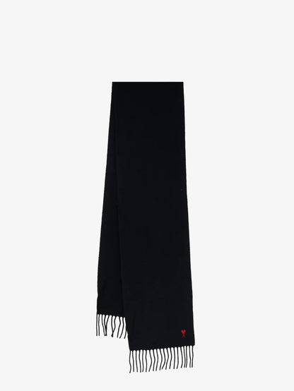 AMI PARIS - Wool scarf with Ami de C��ur embroidery