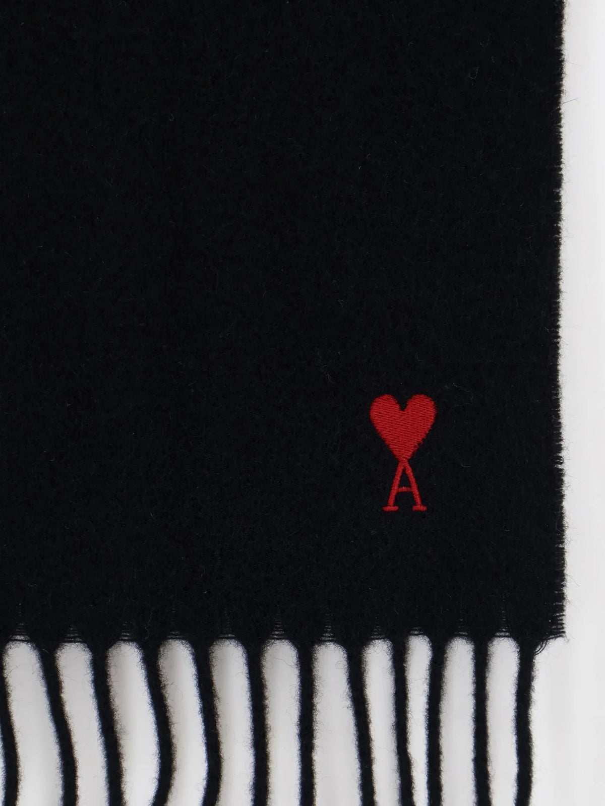 AMI PARIS - Wool scarf with Ami de C��ur embroidery