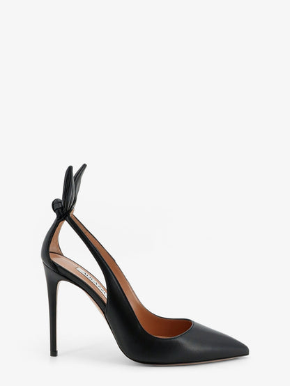 Aquazzura Bow Tie Leather Pumps - Black