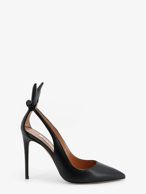 Aquazzura Bow Tie Leather Pumps - Black