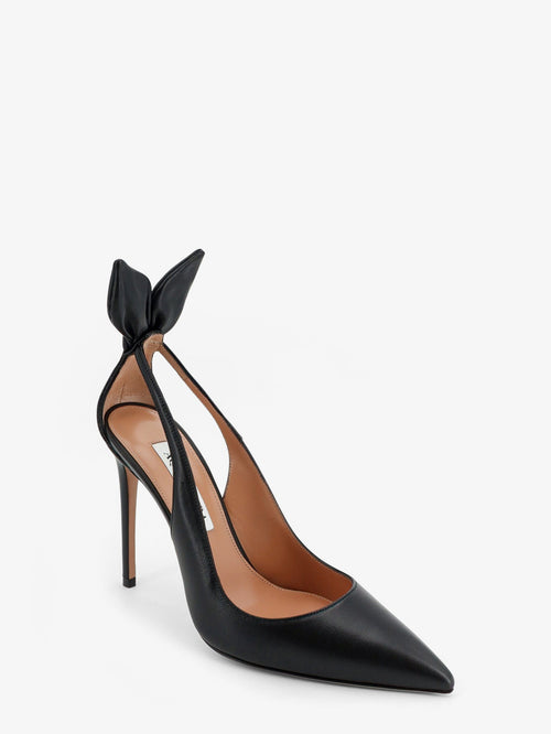 Aquazzura Bow Tie Leather Pumps - Black