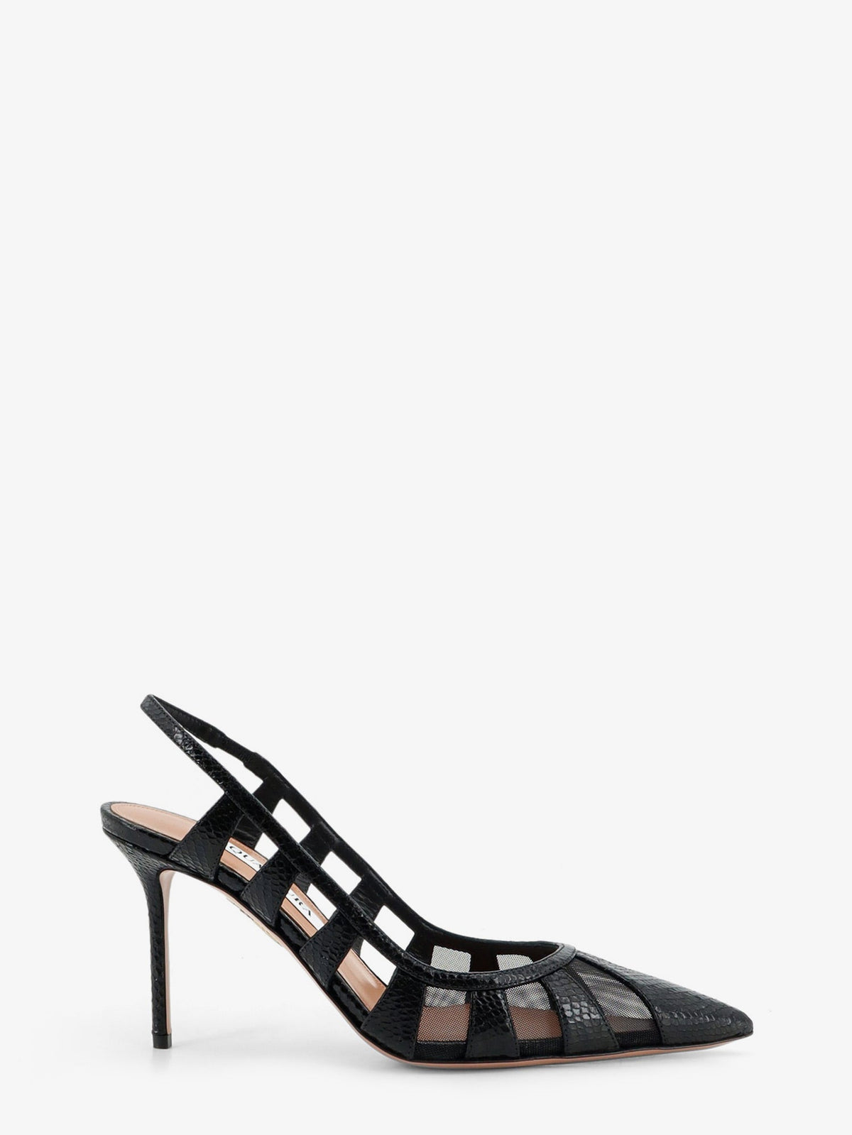 Aquazzura Leather décolleté with mesh inserts - Black